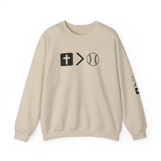 Jesus is bigger than softball Unisex Heavy Blend™ Crewneck Sweatshirt