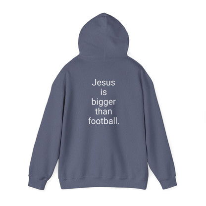 Jesus is bigger than football Unisex Heavy Blend™ Hooded Sweatshirt