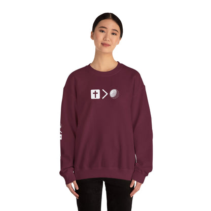 Jesus is bigger than golf Unisex Heavy Blend™ Crewneck Sweatshirt