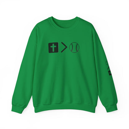 Jesus is bigger than softball Unisex Heavy Blend™ Crewneck Sweatshirt