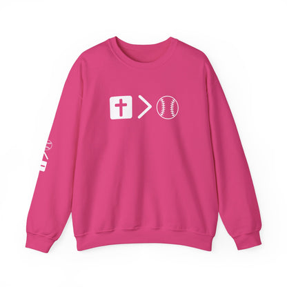 Jesus is bigger than softballl Unisex Heavy Blend™ Crewneck Sweatshirt