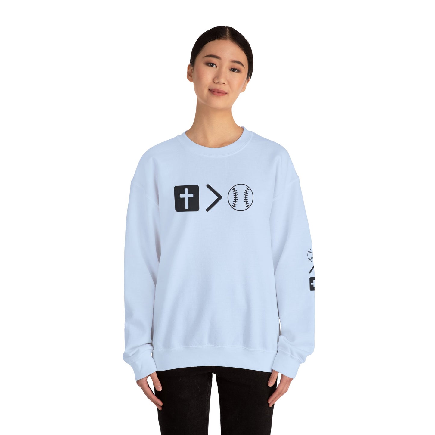 Jesus is bigger than softball Unisex Heavy Blend™ Crewneck Sweatshirt