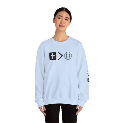 Jesus is bigger than softball Unisex Heavy Blend™ Crewneck Sweatshirt