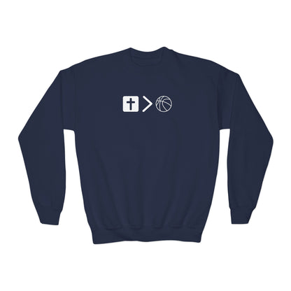 Jesus is bigger than basketball Youth Crewneck Sweatshirt