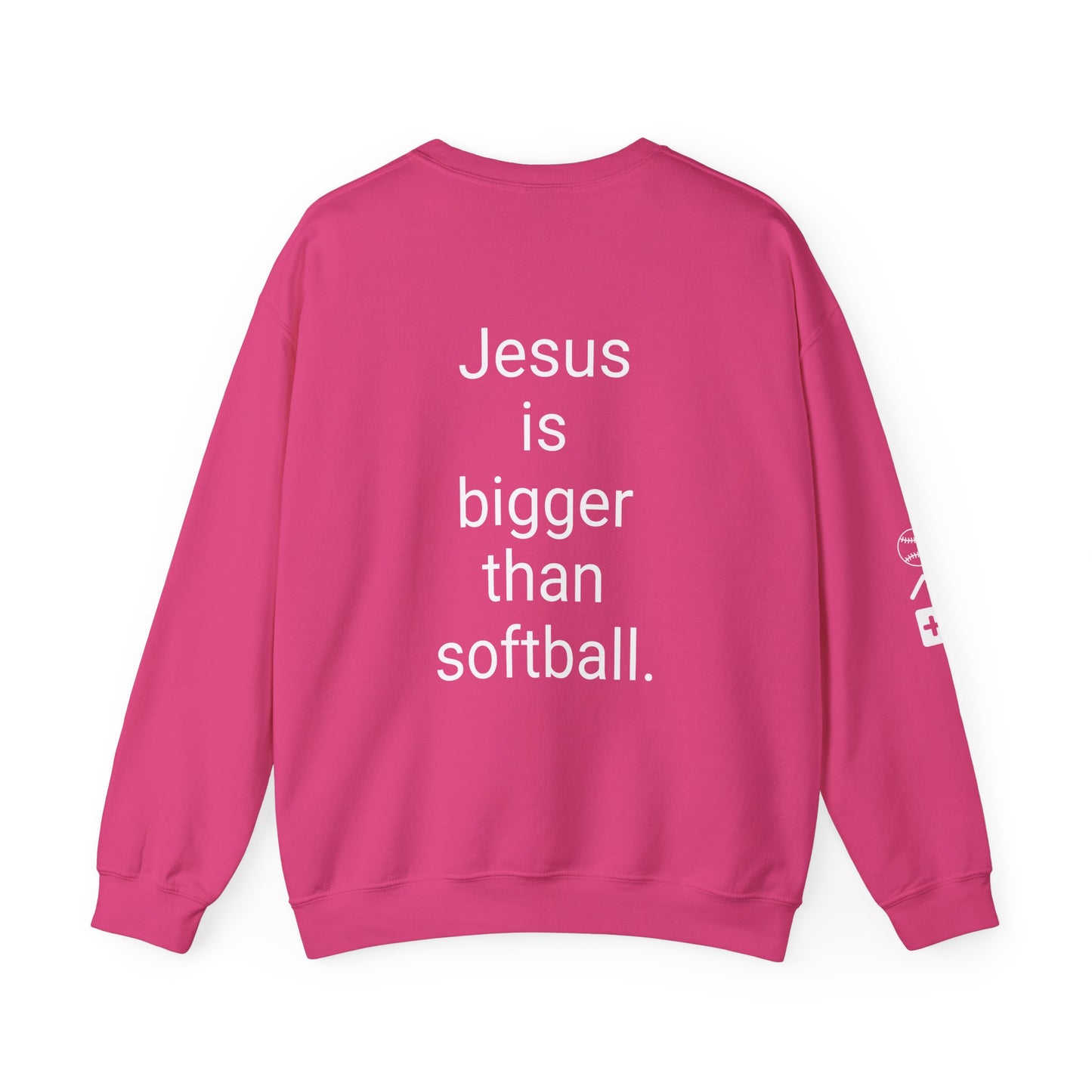 Jesus is bigger than softballl Unisex Heavy Blend™ Crewneck Sweatshirt