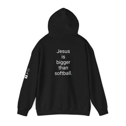 Jesus is bigger than softball Unisex Heavy Blend™ Hooded Sweatshirt