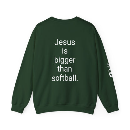 Jesus is bigger than softballl Unisex Heavy Blend™ Crewneck Sweatshirt