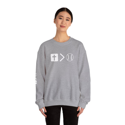 Jesus is bigger than softballl Unisex Heavy Blend™ Crewneck Sweatshirt