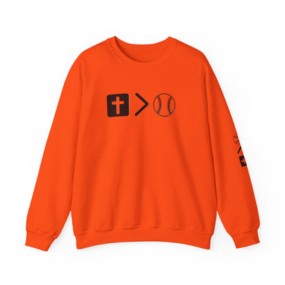 Jesus is bigger than softball Unisex Heavy Blend™ Crewneck Sweatshirt