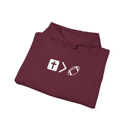 Jesus is bigger than football Unisex Heavy Blend™ Hooded Sweatshirt