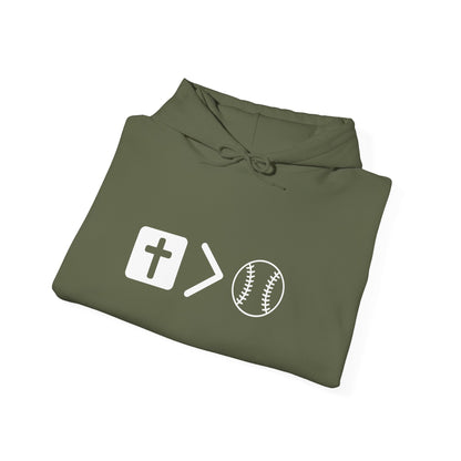 Jesus is bigger than baseball Unisex Heavy Blend™ Hooded Sweatshirt