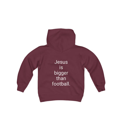 Jesus is bigger than footballl Youth Heavy Blend Hooded Sweatshirt