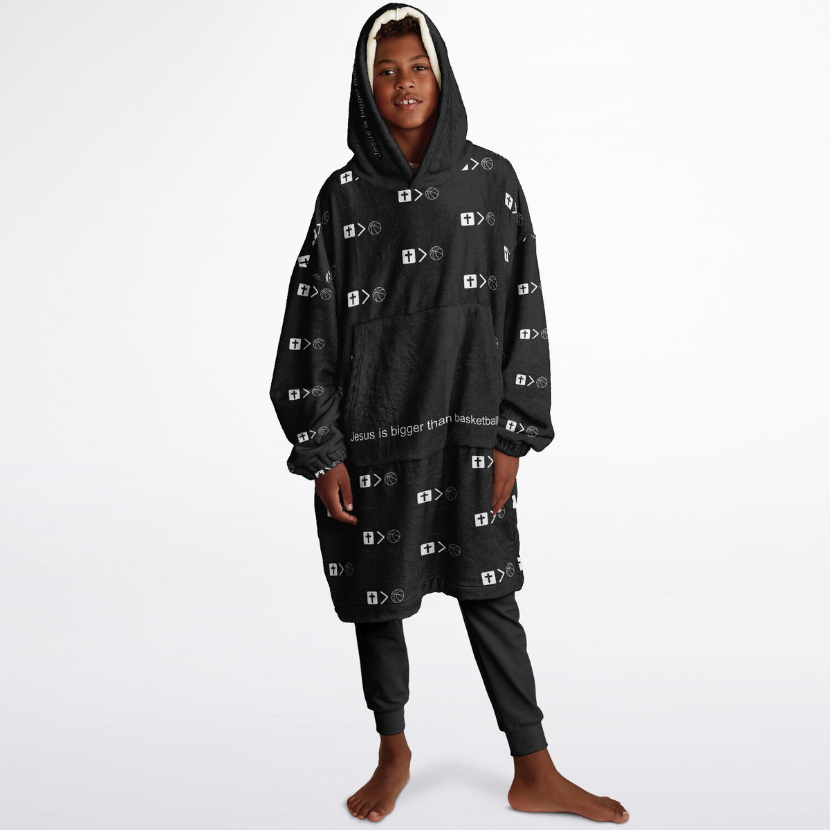 Jesus is bigger than basketball Youth Snug Hoodie  - AOP