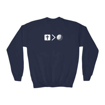 Jesus is bigger than golf Youth Crewneck Sweatshirt