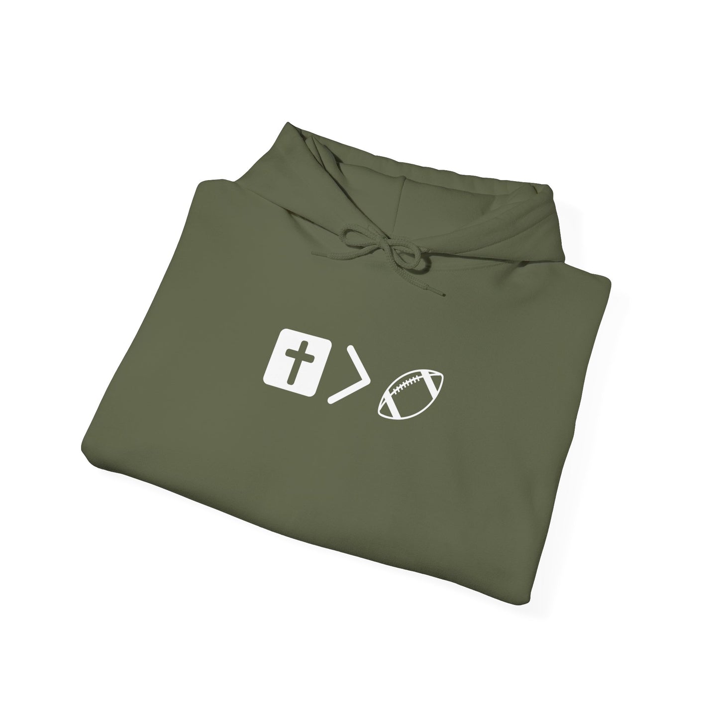 Jesus is bigger than football Unisex Heavy Blend™ Hooded Sweatshirt