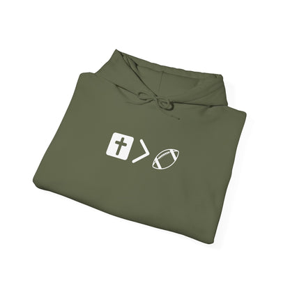 Jesus is bigger than football Unisex Heavy Blend™ Hooded Sweatshirt