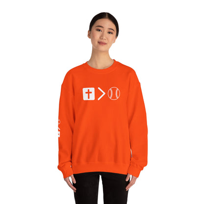 Jesus is bigger than softballl Unisex Heavy Blend™ Crewneck Sweatshirt