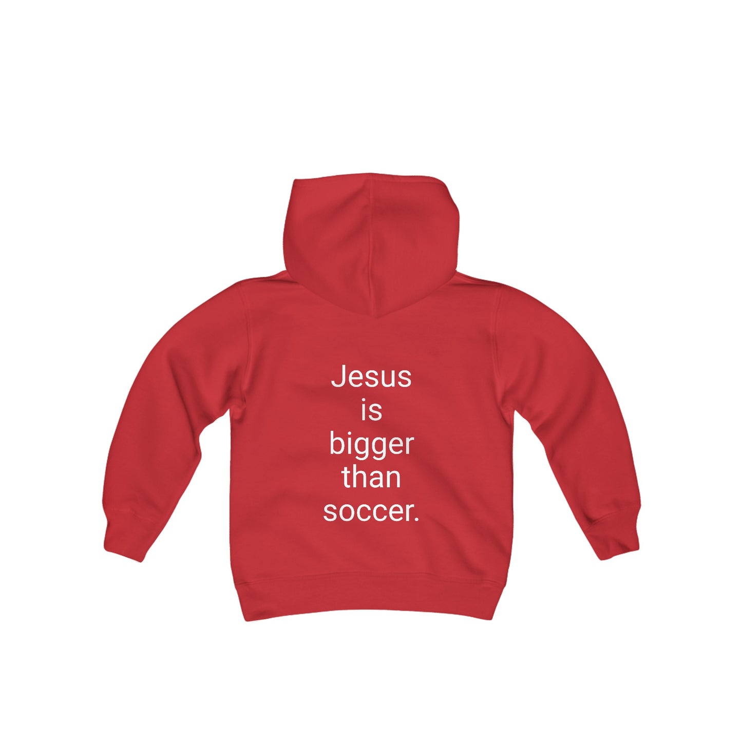 Jesus is bigger than soccer Youth Heavy Blend Hooded Sweatshirt