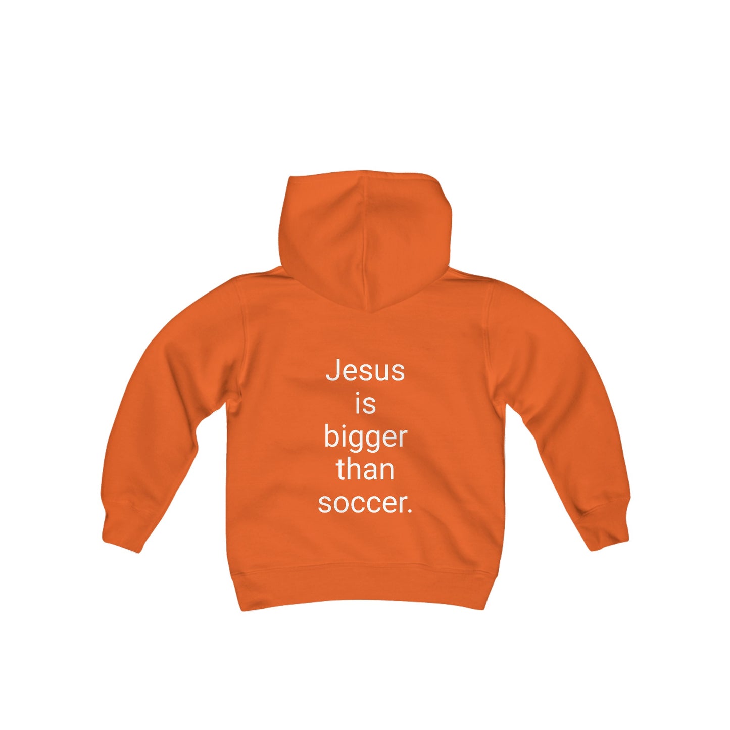 Jesus is bigger than soccer Youth Heavy Blend Hooded Sweatshirt