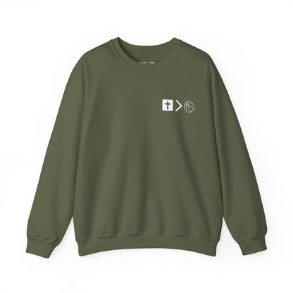 Jesus is bigger than Basketball Unisex Heavy Blend™ Crewneck Sweatshirt
