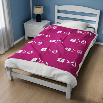 Jesus is bigger than volleyball  Velveteen Plush Blanket