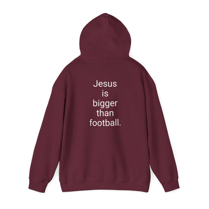 Jesus is bigger than football Unisex Heavy Blend™ Hooded Sweatshirt