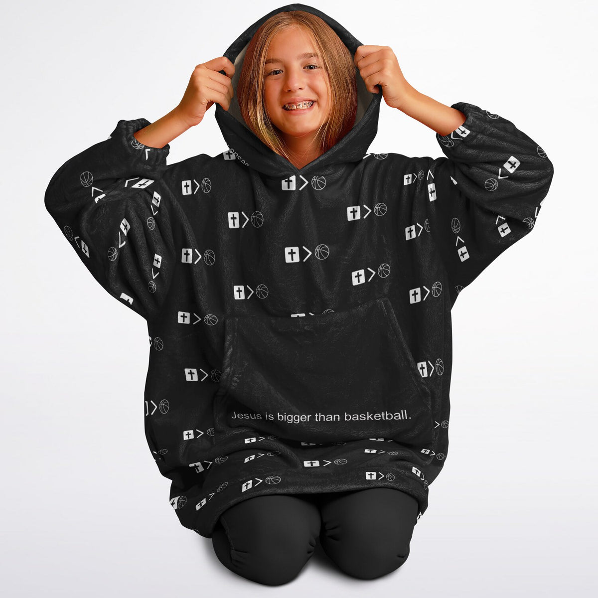 Jesus is bigger than basketball Youth Snug Hoodie  - AOP