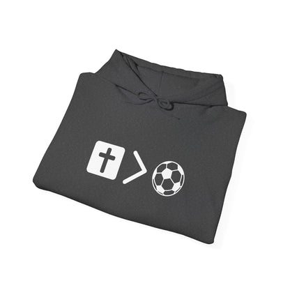 Jesus is bigger than soccer Unisex Heavy Blend™ Hooded Sweatshirt