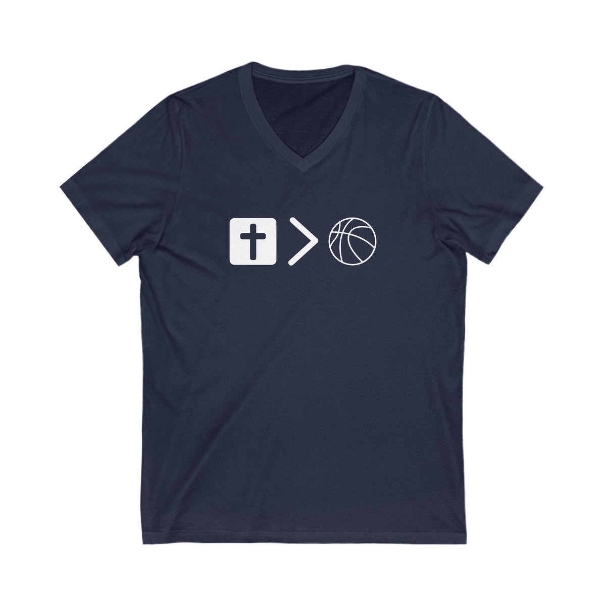 V neck Unisex Jesus is bigger than basketball Tee
