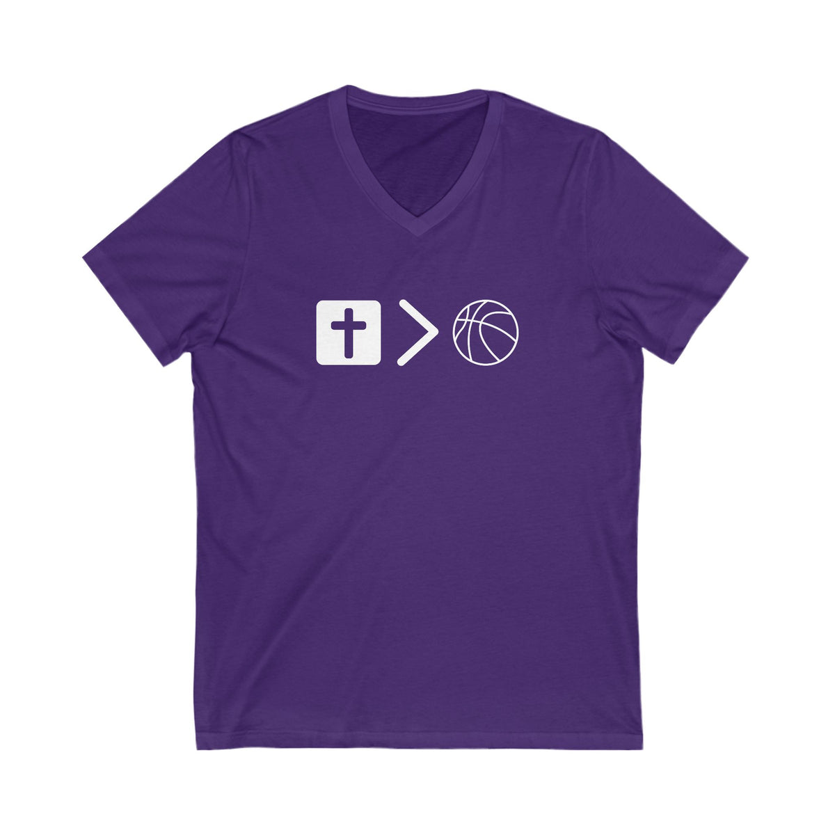 V neck Unisex Jesus is bigger than basketball Tee