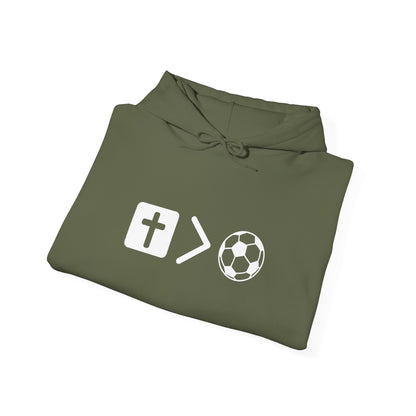 Jesus is bigger than soccer Unisex Heavy Blend™ Hooded Sweatshirt
