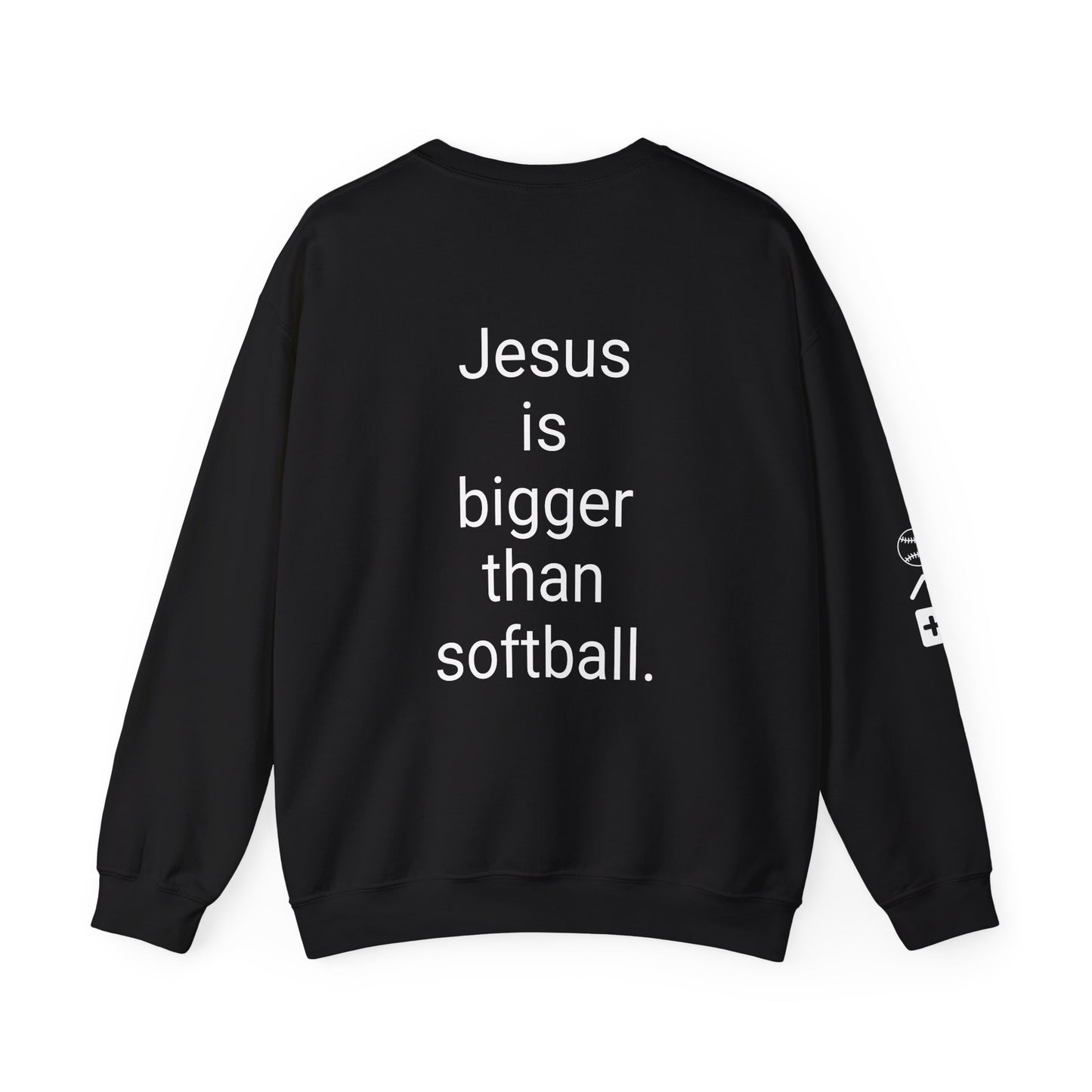 Jesus is bigger than softballl Unisex Heavy Blend™ Crewneck Sweatshirt