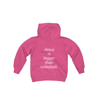 Jesus is bigger than volleyball Youth Heavy Blend Hooded Sweatshirt
