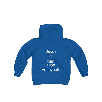 Jesus is bigger than volleyball Youth Heavy Blend Hooded Sweatshirt