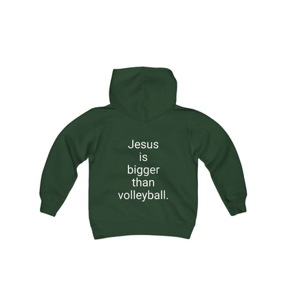 Jesus is bigger than volleyball Youth Heavy Blend Hooded Sweatshirt
