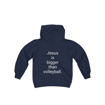 Jesus is bigger than volleyball Youth Heavy Blend Hooded Sweatshirt