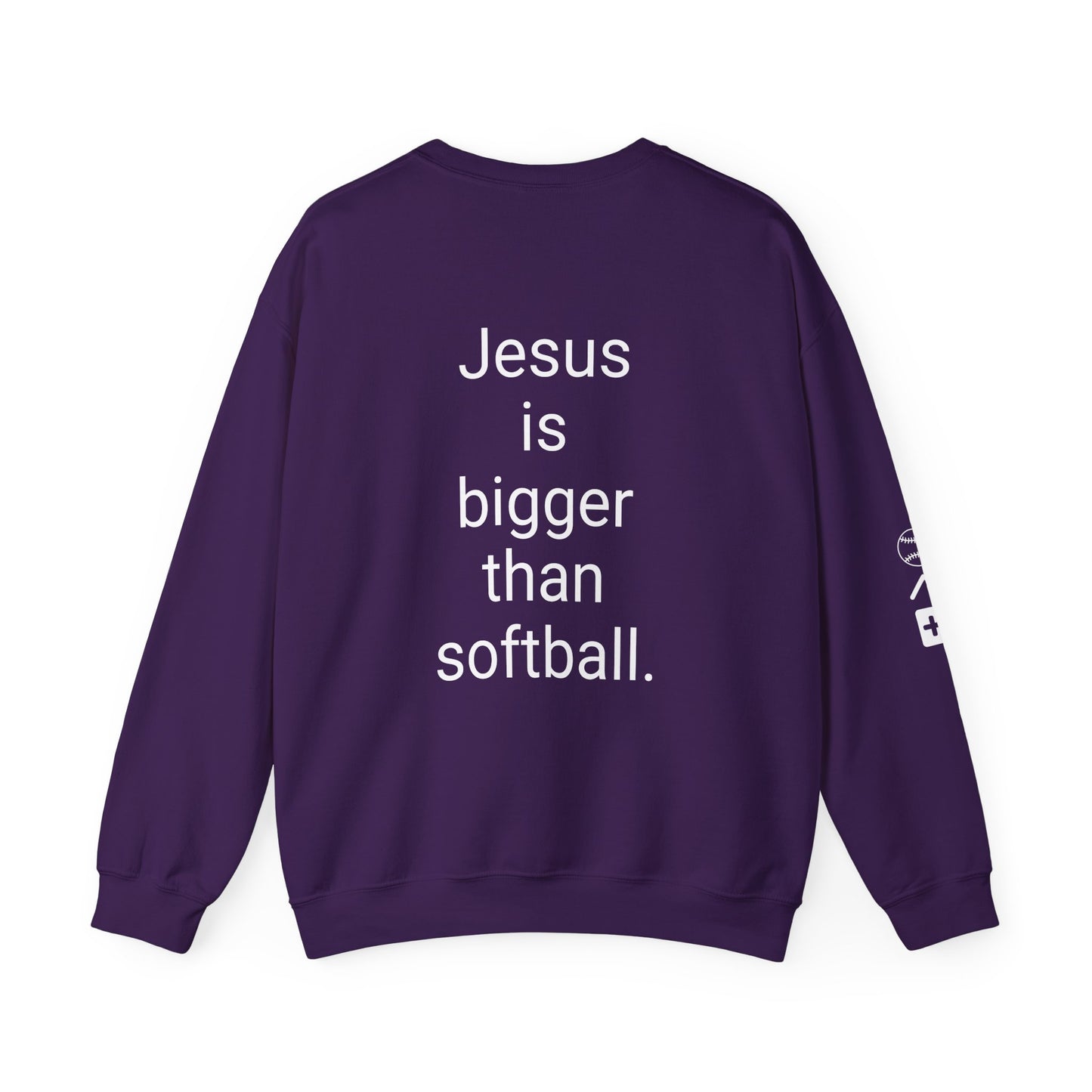 Jesus is bigger than softballl Unisex Heavy Blend™ Crewneck Sweatshirt