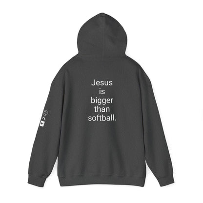 Jesus is bigger than softball Unisex Heavy Blend™ Hooded Sweatshirt