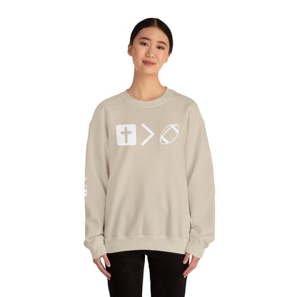 Jesus is bigger than football Unisex Heavy Blend™ Crewneck Sweatshirt