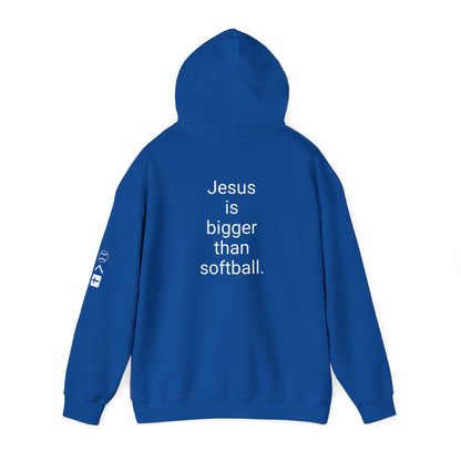 Jesus is bigger than softball Unisex Heavy Blend™ Hooded Sweatshirt