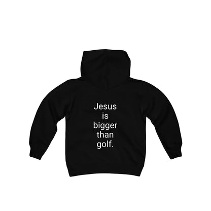 Jesus is bigger than golf Youth Heavy Blend Hooded Sweatshirt