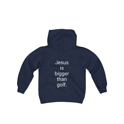 Jesus is bigger than golf Youth Heavy Blend Hooded Sweatshirt