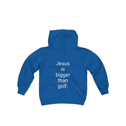 Jesus is bigger than golf Youth Heavy Blend Hooded Sweatshirt
