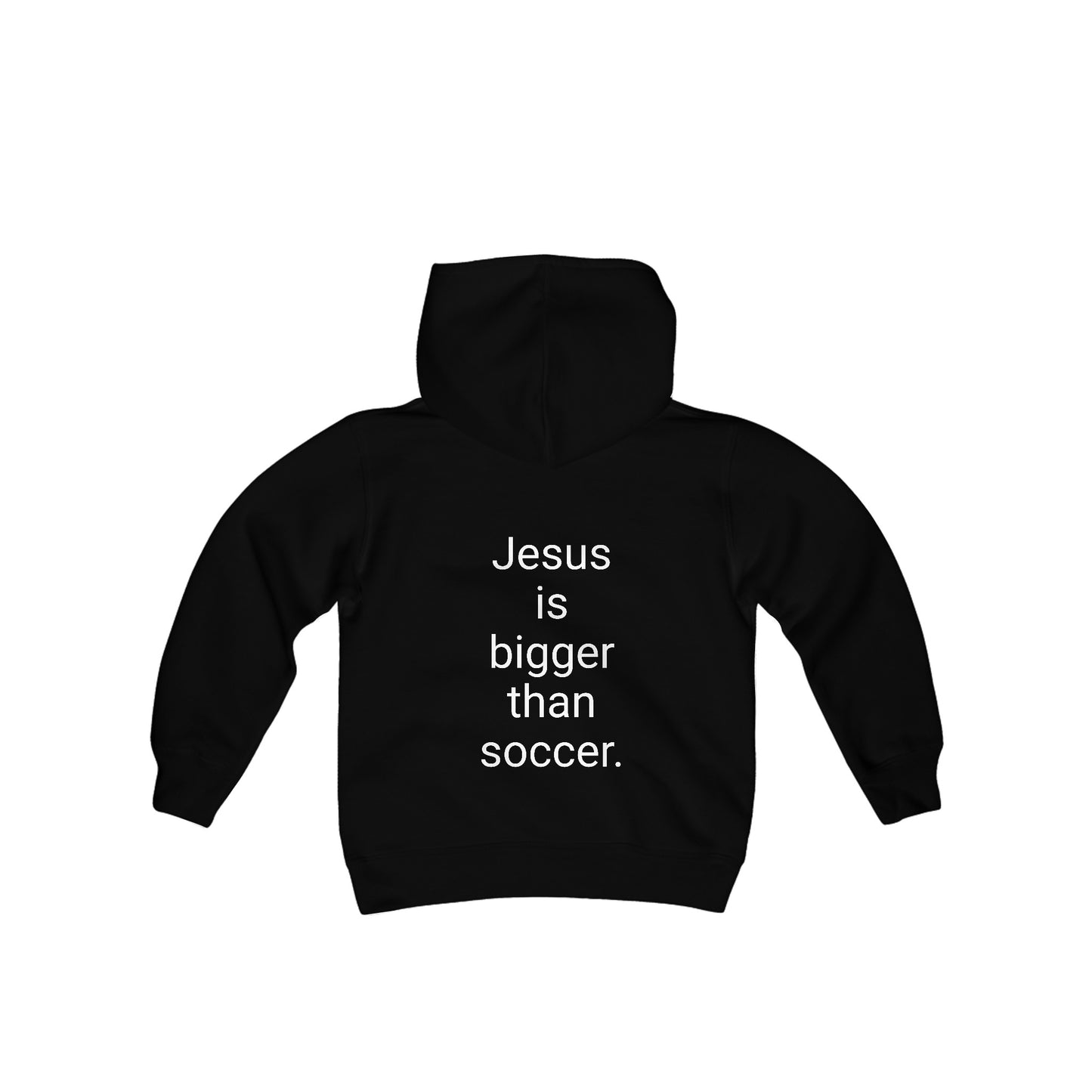 Jesus is bigger than soccer Youth Heavy Blend Hooded Sweatshirt