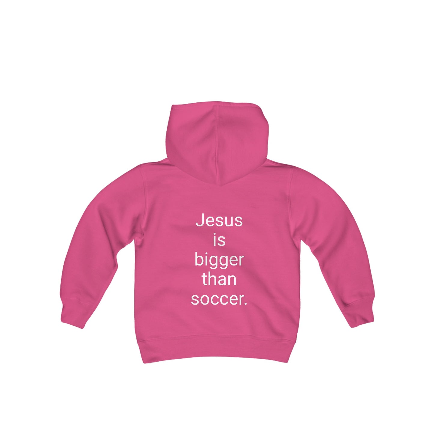 Jesus is bigger than soccer Youth Heavy Blend Hooded Sweatshirt