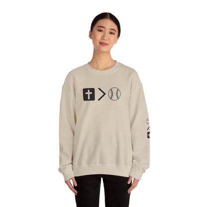 Jesus is bigger than softball Unisex Heavy Blend™ Crewneck Sweatshirt