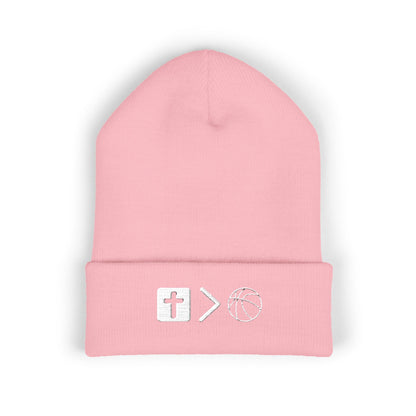 Jesus is bigger than Basketball Cuffed Beanie — Knit Winter Hat