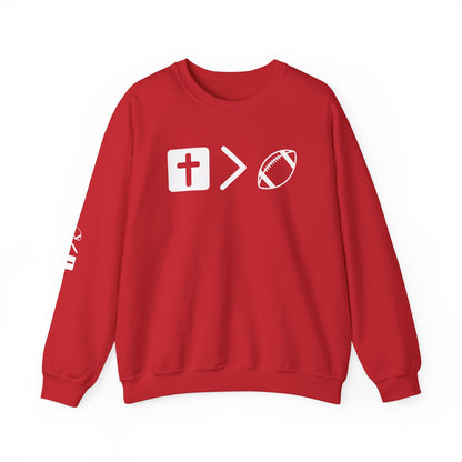Jesus is bigger than football Unisex Heavy Blend™ Crewneck Sweatshirt
