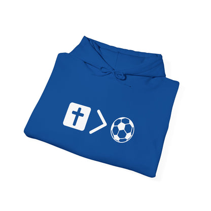 Jesus is bigger than soccer Unisex Heavy Blend™ Hooded Sweatshirt