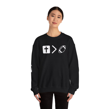 Jesus is bigger than football Unisex Heavy Blend™ Crewneck Sweatshirt